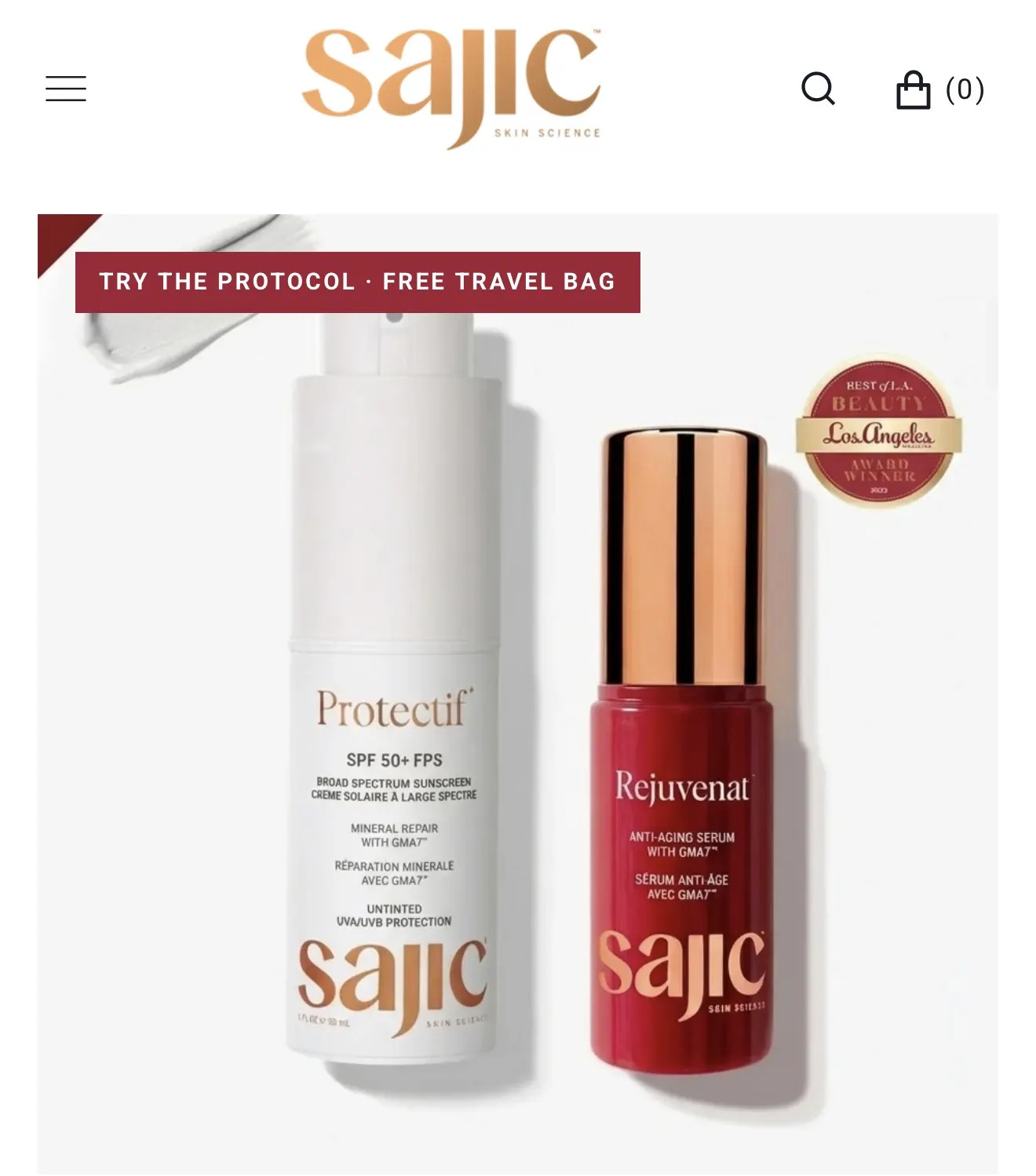 Sajic Skin Science Protectif SPF 50+ and Rejuvenat Anti-Aging Serum duo