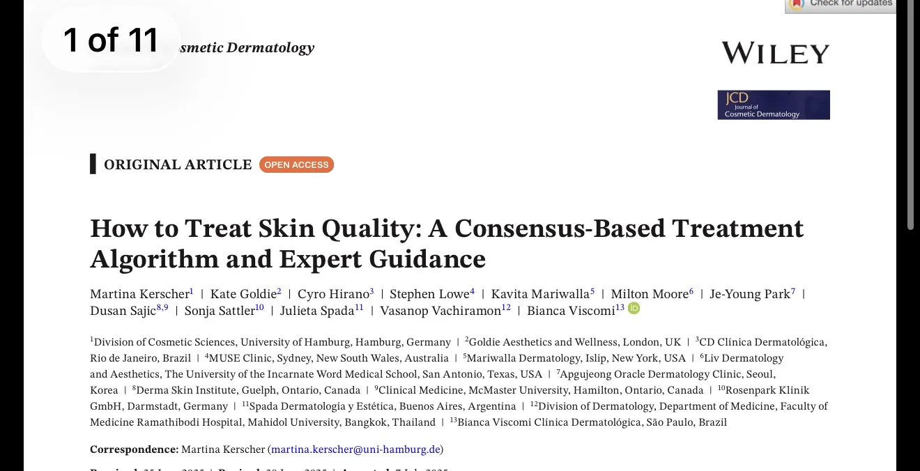 The 2025 Journal of Cosmetic Dermatology skin quality consensus co-authored by Dr. Dusan Sajic